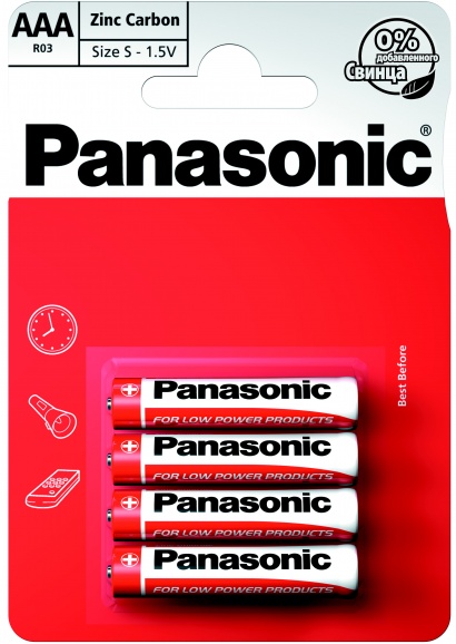 Red Zinc Panasonic mikrotužkové baterie AAA/LR03 4 ks
