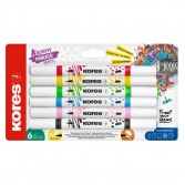 Akrylové popisovače Kores  2 v 1  6 barev