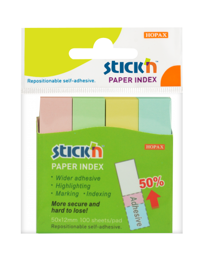 Papírové záložky Hopax Pastel Mix 50 x 12 mm 400 lístků