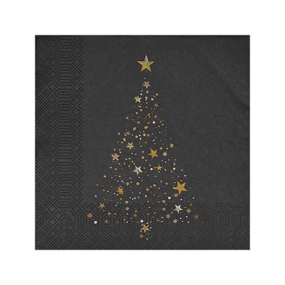 Ubrousky 33 x33 cm, Vánoční stromeček zlatý