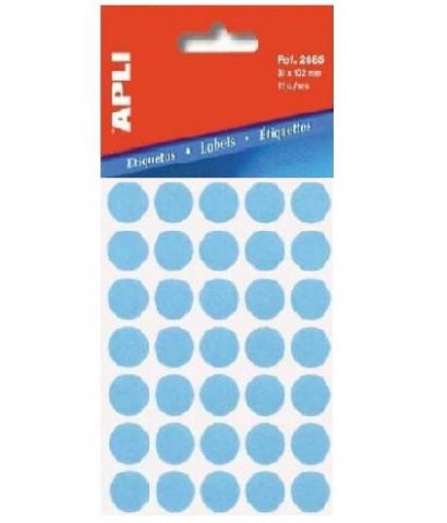 Etikety APLI průměr 13 mm modré,5 archů A6