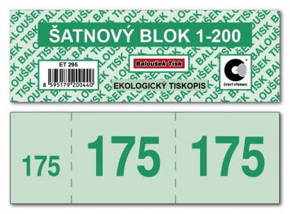 Šatnový blok 1-200 čísel,1 blok