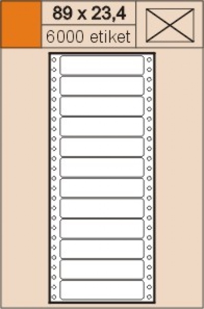 Tabelační etikety 89 x 23,4 mm jednořadé,6000 etiket