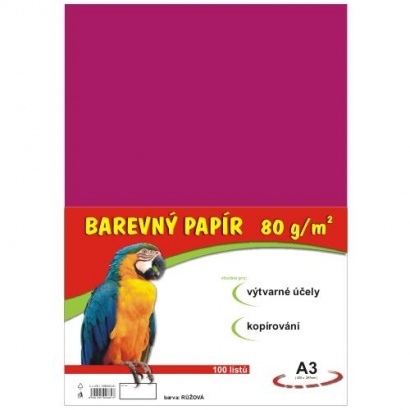 Náčrtkový papír barevný růžový A3, 100 l